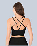 NBB Arkası Çift Çapraz Kesim Pedli Dikişsiz Rahat Günlük Kullanım Büstiyer/Spor Sütyeni