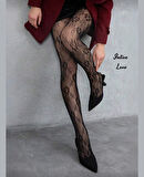 Denise Flower Çiçek Desenli File Modern Dantel Görünümlü Külotlu Çorap