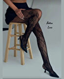 Denise Flower Çiçek Desenli File Modern Dantel Görünümlü Külotlu Çorap