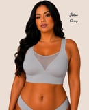 Intive Curvy Büyük Beden Lazer Kesim Dikişsiz Kalın Askılı Önü Tül Detaylı Sütyen (XL-4XL)