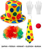Renkli Palyaço Kostüm Seti – 5 Parça Aksesuar 