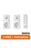 2'li Uzaktan Kumandalı Priz Set 3680 W
