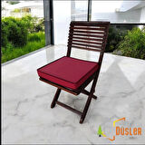 40x40 Bordo - Bordo Biyeli Desensiz Su ve Leke İtici Duck Kumaş Fermuarlı Bağcıklı Biyeli Sandalye Minderi 5 cm