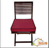 40x40 Bordo - Bordo Biyeli Desensiz Su ve Leke İtici Duck Kumaş Fermuarlı Bağcıklı Biyeli Sandalye Minderi 5 cm