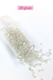 Dökme Cam Kum Boncuk (8/0) 3 mm - 20 Gram - Şeffaf Gümüş - BNC160