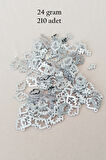 Oya Abiye Bileklik Kolye Pleksi Metalik Plastik Pul Gümüş Renk 24 gram 210 adet - BNC573