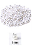 100 gram 8mm Beyaz Renk Plastik İnci Boncuk Çanta ve Takı Yapım Boncuğu (~320 adet)