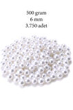 500 gram 6mm Beyaz Renk Plastik İnci Boncuk Çanta ve Takı Yapım Boncuğu (~3.750 adet)