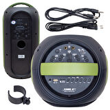 SL-2019A EL MİKROFONLU-2 MİK GİRİŞ -2 GİTAR GİRİŞLİ KUMANDALI USB/SD/BT/FM IŞIKLI TAŞINABİLİR ŞARJLI SEYYAR ANFİ 