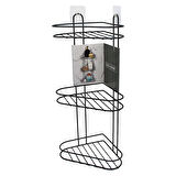 3 KATLI  SİYAH METAL KÖŞE RAFI 