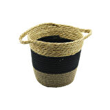 2IN1=İP ÖRGÜLÜ - HASIRÇİFT KULPLU SEPET - ORGANİZER Ç-TABAN:17CM--AĞIZ:24CM - Y: 22CM 