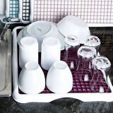 Pratik Lavabo Tezgah Üstü Bulaşık Kurutmalığı Süzmatik 22x40 cm 