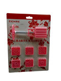 KARE  KURABİYE KALIP SETİ  YAYLI BASKI APARATI - 6PCS KALIP  RENKLİ PLS 