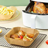 100 Adet Air Fryer Pişirme Kağıdı Tek Kullanımlık  Gıda Yağlı Kağıdı Kare Tabak Model 