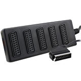 SCART DAĞITICI 5 Lİ SİYAH  (1 ERKEK - 5 DİŞİ SCART) 
