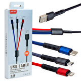 JKX-44 USB TO MICRO USB TYPE-C LIGHTNING 3LÜ 2.4 AMPER SARJ KABLOSU 