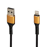 WK-22025 USB TO LIGHTNING ÖRGÜLÜ SİYAH ŞARJ KABLOSU (NO:14) 