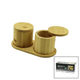 2PCS AHŞAP BAMBU BAHARATLIK YUVARLAK=8X8ALTLIK=9.5X19.5ÇEVİR AÇ-MIKNATISLI KAPAK 