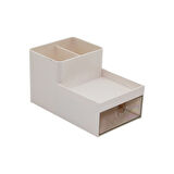TEK ÇEKMECELİ + 3 BÖLMELİ  PLASTİK MAKYAJ - TAKI ORGANİZER 16X9.5CM - Y: 5--9.5CM (4727)