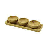 3PCS - SUNUM TEPSİLİ   MİNİ - ÇAP: 6CM  AHŞAP BAMBU LOKUMLUK - ÇEREZLİK KASE (4727)