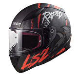 LS2 RAPID RAVEN MATT BLACK WHITE RED KASK