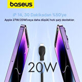 Baseus Akım Korumalı Ultra Hızlı 1.2Mt 20W Type-C İphone Şarj Kablo İphone 11 12 13 14 Pro Max Şarj