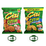 Ülker Çizi Çıtır Atıştırmalık 80 gr Tulum Peyniri & Köz Biber / Peynir&Soğan 12 li Karma Paket