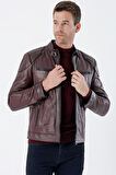 Gömlek Yaka Hakiki Deri Slim Fit Dar Kesim Casual Mont 1038235201 Bordo