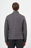 Antrasit Süet Suni Deri Hakim Yaka Düz Yırtmaçsız Tam Astar Slim Fit Casual Deri Mont 1038245150