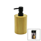 YUVARLAK  AHŞAP BAMBU SIVI SABUNLUK  SİYAH PLASTİK POMPA   ÇAP: 8CM - Y: 11CM  GO5060Gok210852