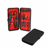 12PCS SİYAH MANİKÜR PEDİKÜR SETİ CÜZDAN MODELİ ÇANTALI  GO5060Gok150937