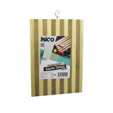 24 X 34 X 1.4CM BEYAZ ÇİZGİLİ AHŞAP BAMBU KESİM PANOSU - KESME TAHTASI METAL KULPLU (5060)