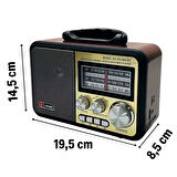 Orta Boy Retro, Nostaljik, Ahşap Tasarım Bluetooth Hoparlörlü, Şarjlı, Taşınabilir FM/AM Destekli Radyo NS-8897 (5060)