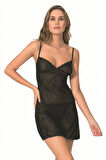 Arias Closet Siyah Kısa Jakarlı Gecelik OZN-12709