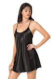Arias Closet Siyah Kısa Saten Gecelik OZN-12785