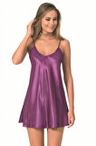 Arias Closet Mor Kısa Saten Gecelik OZN-12786