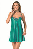 Arias Closet Zümrüt Kısa Saten Gecelik OZN-12894