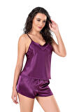 Arias Closet Mor Saten Babydoll Şort Takımı 9102 OZN-14051