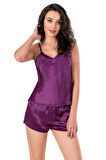 Arias Closet Mor Saten Babydoll Şort Takımı 9102 OZN-14051
