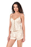 Arias Closet Fildişi Saten Babydoll Şort Takımı OZN-14057