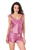 Arias Closet Gül Kurusu Saten Babydoll Şort Takımı OZN-14060