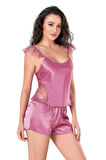 Arias Closet Gül Kurusu Saten Babydoll Şort Takımı OZN-14060