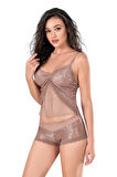 Arias Closet Vizon Jakarlı Babydoll Şort Takımı OZN-14089
