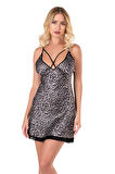 Arias Closet Leopar Kısa Saten Gecelik OZN-14103