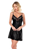 Arias Closet Siyah Kısa Saten Gecelik OZN-14104