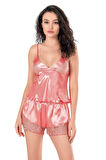 Arias Closet Mercan Saten Babydoll Şort Takımı OZN-14117