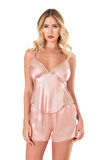 Arias Closet Koyu Pudra Saten Babydoll Şort Takımı OZN-14121