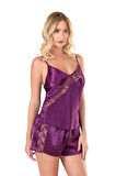 Arias Closet Mor Saten Babydoll Şort Takımı OZN-14126