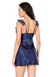 Arias Closet Lacivert Kısa Saten Gecelik OZN-14135