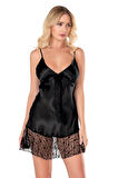 Arias Closet Siyah Kısa Saten Gecelik OZN-14142